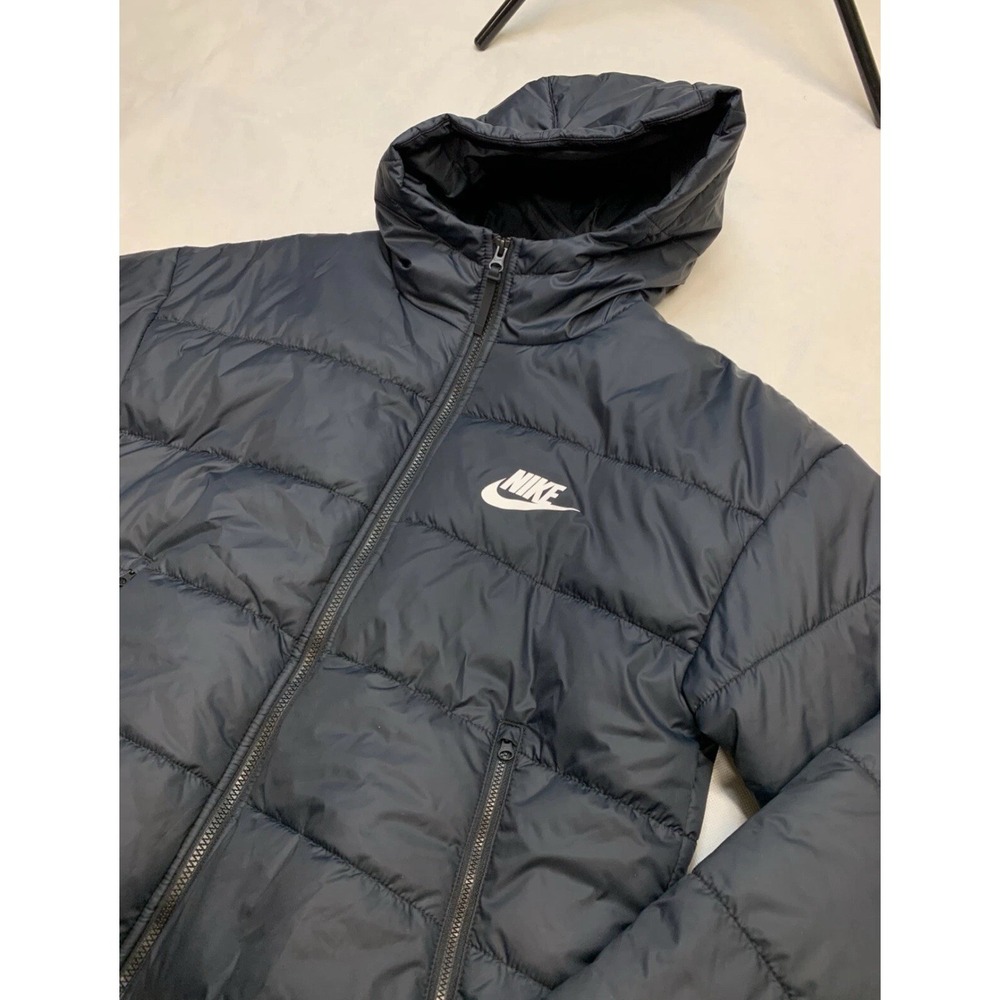 Nike Core Puffer Swoosh Jacket Women's Medium Black Hooded DV6739 - Picture 2 of 5